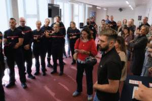 Remise de chèque réalisée dans les locaux du SDIS 35 à Rennes